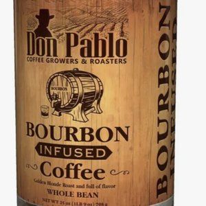 Don Pablo Bourbon Infused Coffee Whole Bean golden blonde roast flavor 25oz box